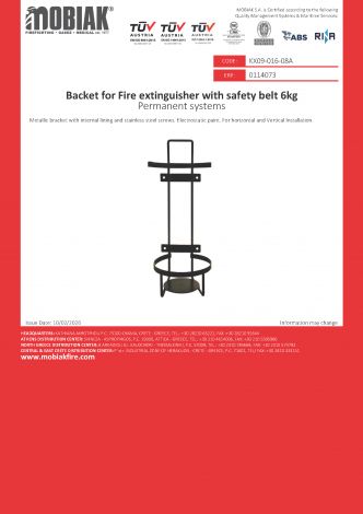6KG - 6Ltr Fire Extinguisher Metal Bracket c/w Safety Belt