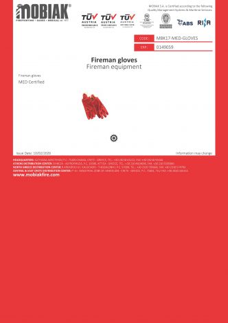 Fireman Fire Resistant Gloves MED